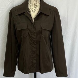 Sleek nylon cotton moto jacket brown large by Stefanel Italy